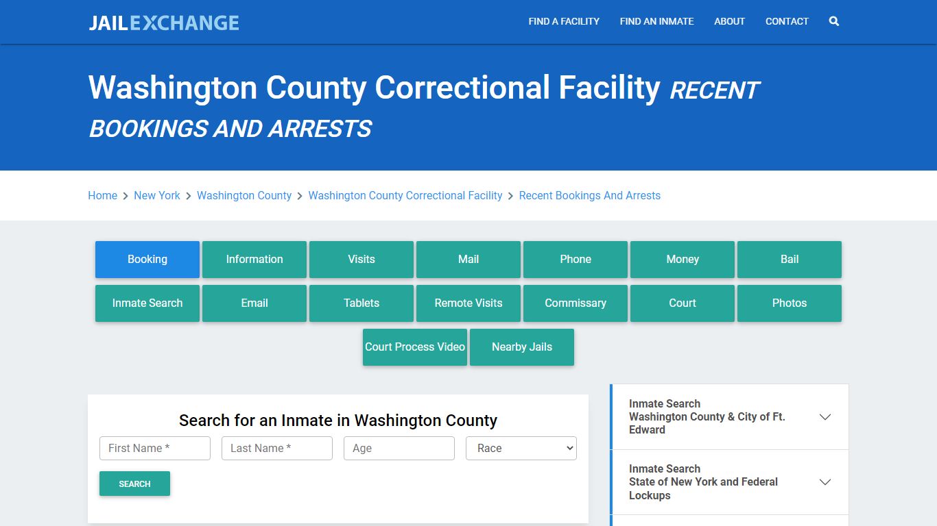 Washington County Correctional Facility Recent Bookings And Arrests